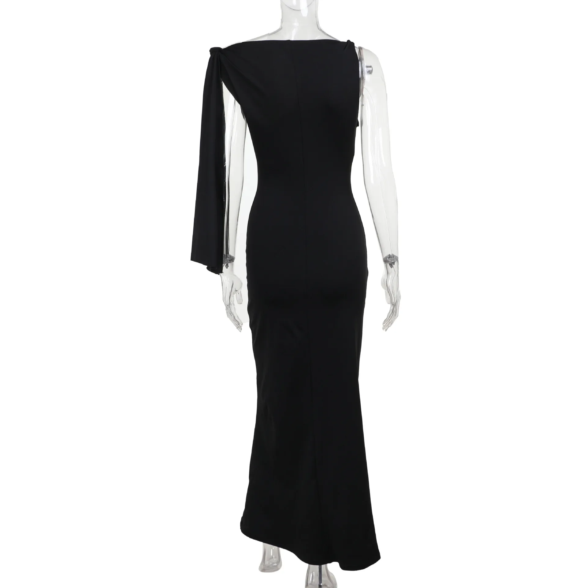 Women's Sheath Dress Sexy Oblique Collar Ribbon Sleeveless Solid Color Maxi Long Dress Party Date Bar display picture 14