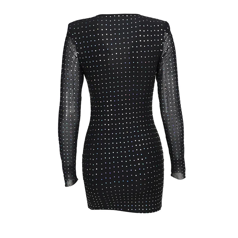 Women's Sheath Dress Sexy V Neck Long Sleeve Solid Color Above Knee Party Bar display picture 18