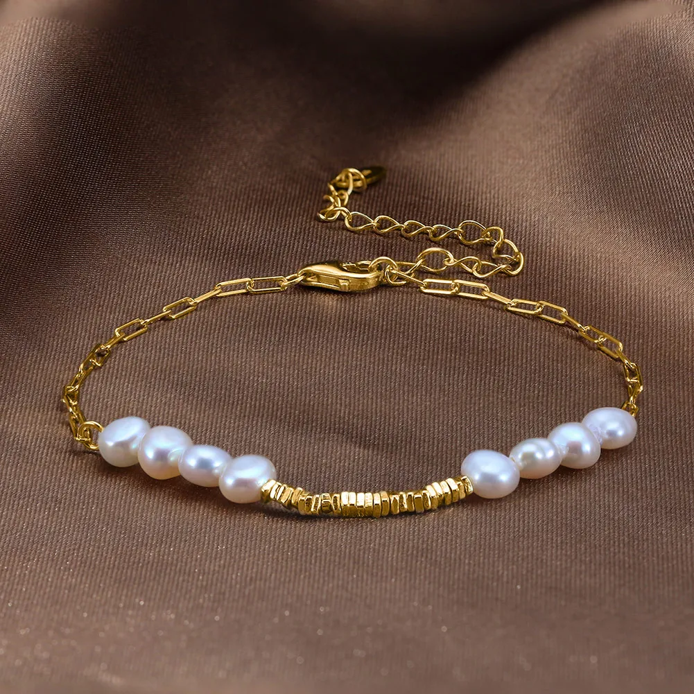 Elegant Simple Style Classic Style Geometric Freshwater Pearl Sterling Silver Bracelets In Bulk display picture 5