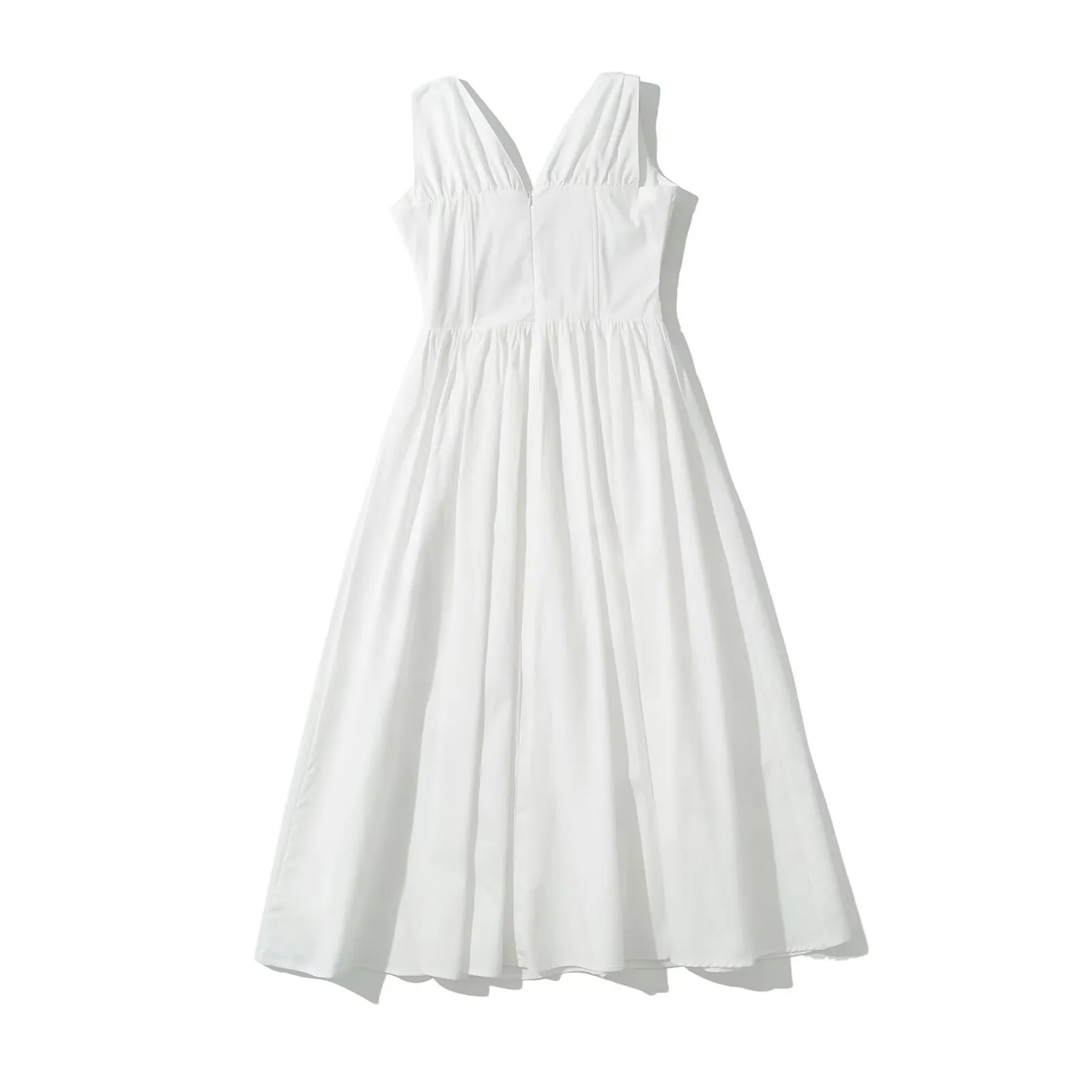 Women's Regular Dress Streetwear V Neck Printing Backless Sleeveless Solid Color Midi Dress Holiday Daily display picture 5