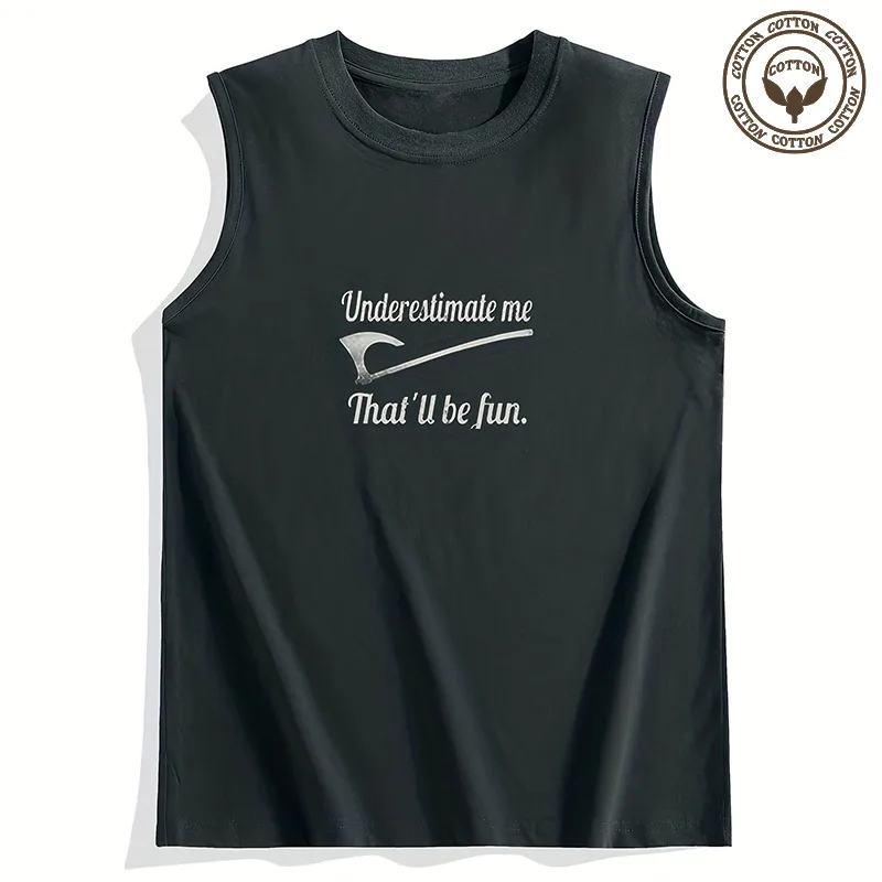 Men's Letter Simple Style Round Neck Sleeveless Regular Fit Men's Tops display picture 1