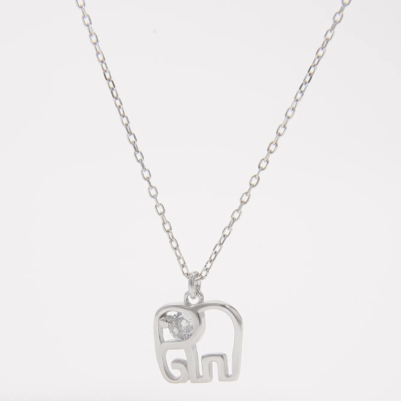 Sterling Silver White Gold Plated Casual Romantic Plating Round Elephant Pendant Necklace display picture 3