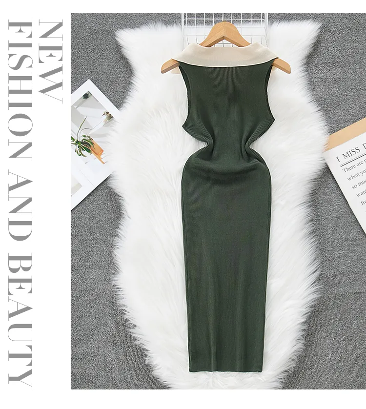 Women's Sheath Dress Casual Turndown Button Sleeveless Solid Color Maxi Long Dress Daily display picture 1