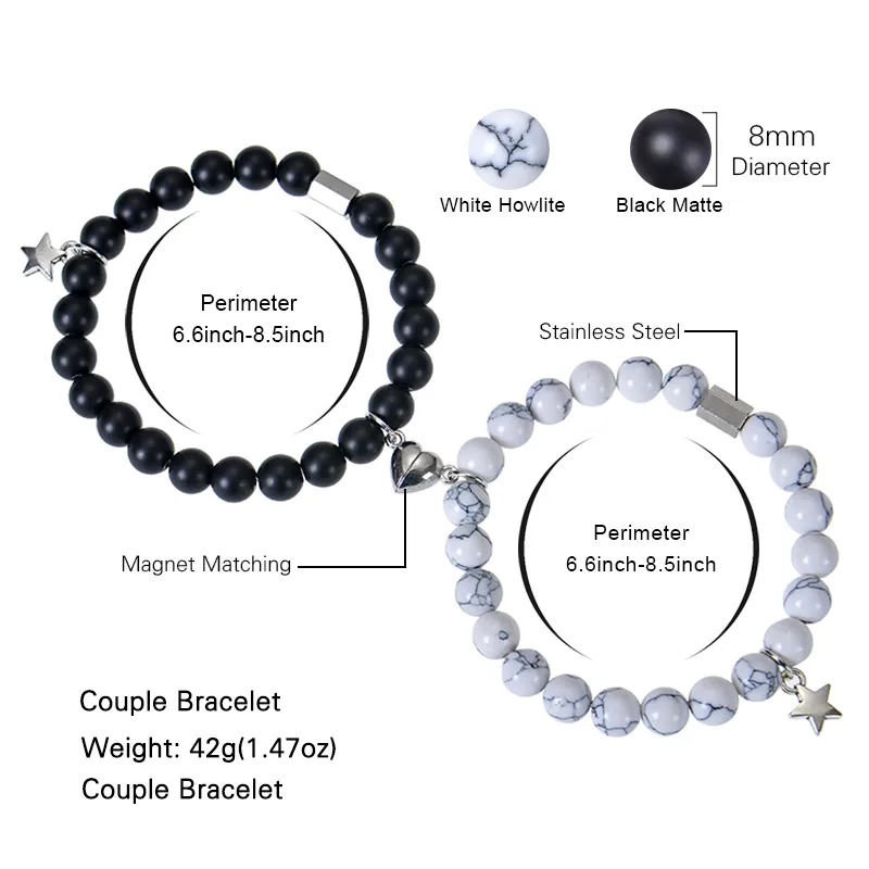Handmade Romantic Star Heart Shape Natural Stone Bracelets In Bulk display picture 1