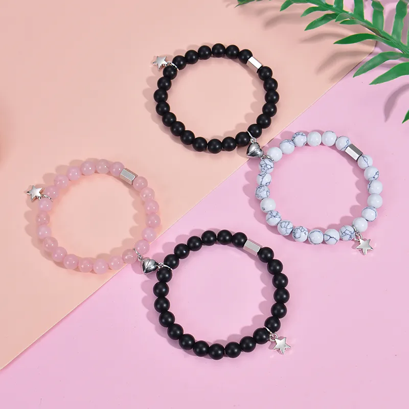 Handmade Romantic Star Heart Shape Natural Stone Bracelets In Bulk display picture 3