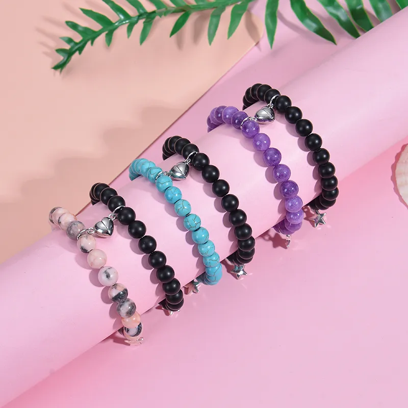 Handmade Romantic Star Heart Shape Natural Stone Bracelets In Bulk display picture 4