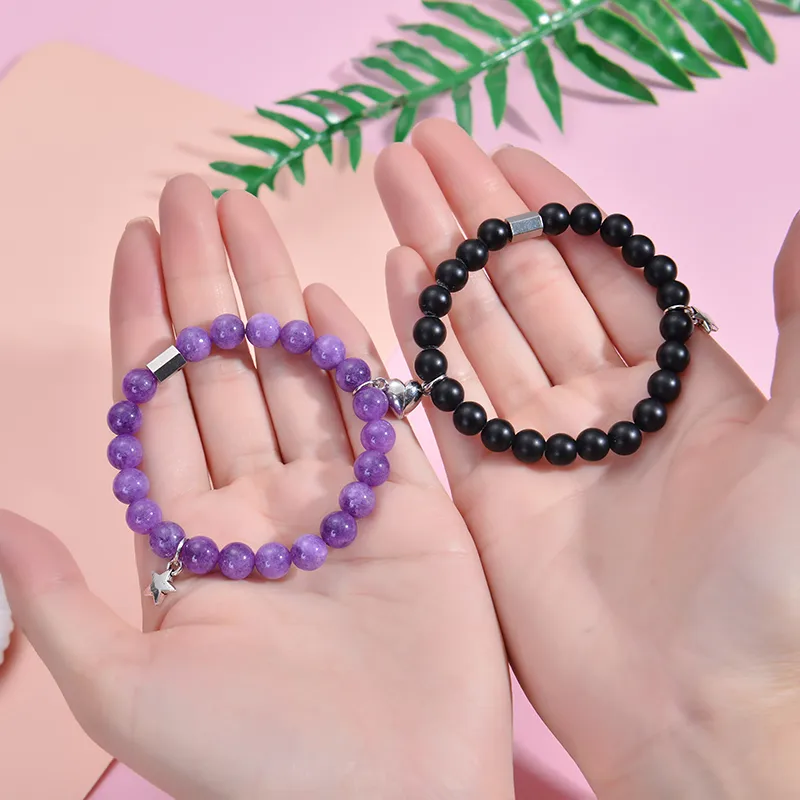 Handmade Romantic Star Heart Shape Natural Stone Bracelets In Bulk display picture 5