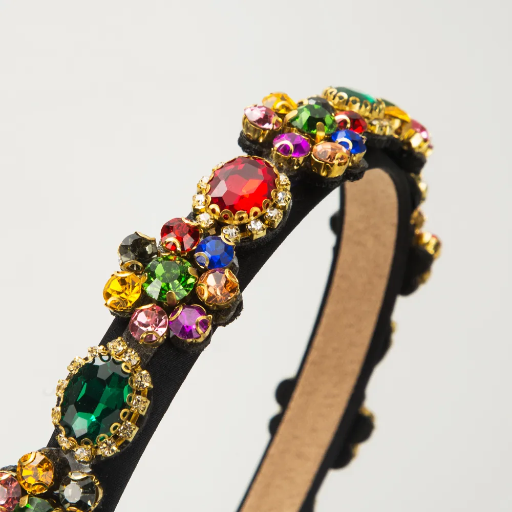 Women's Casual Vacation Classic Style Color Block Alloy Glass Inlay Glass Hair Band display picture 3