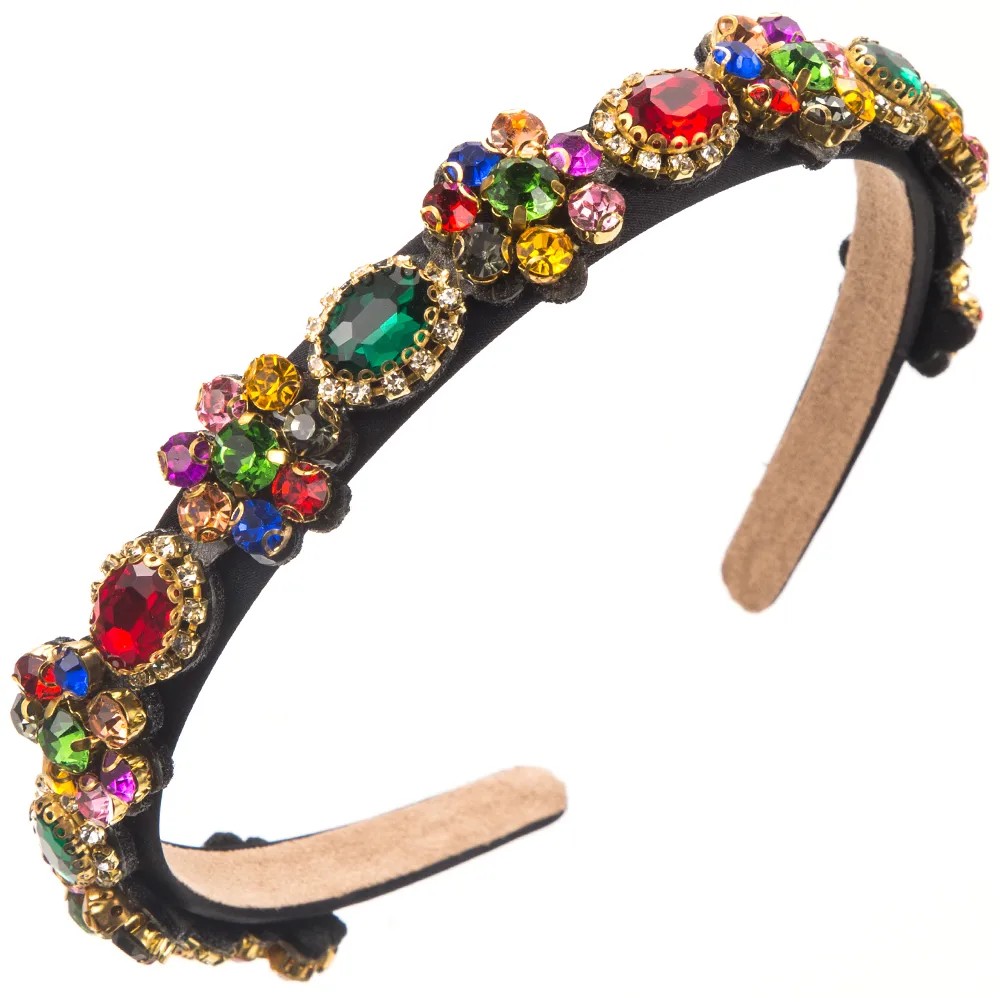 Women's Casual Vacation Classic Style Color Block Alloy Glass Inlay Glass Hair Band display picture 5
