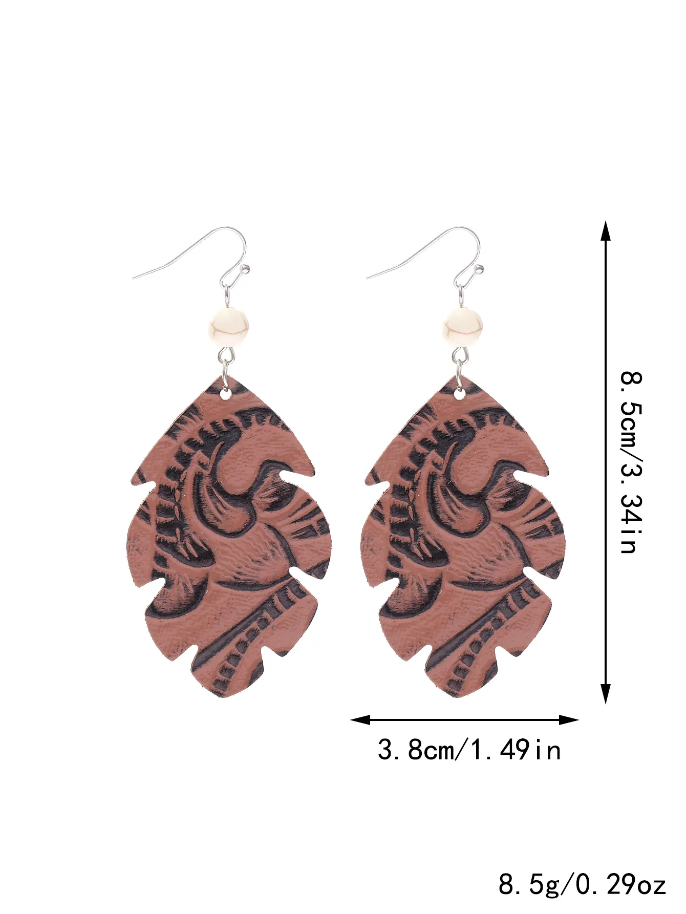 1 Pair Vintage Style Classic Style Geometric Leaves Pu Leather Turquoise Drop Earrings display picture 8