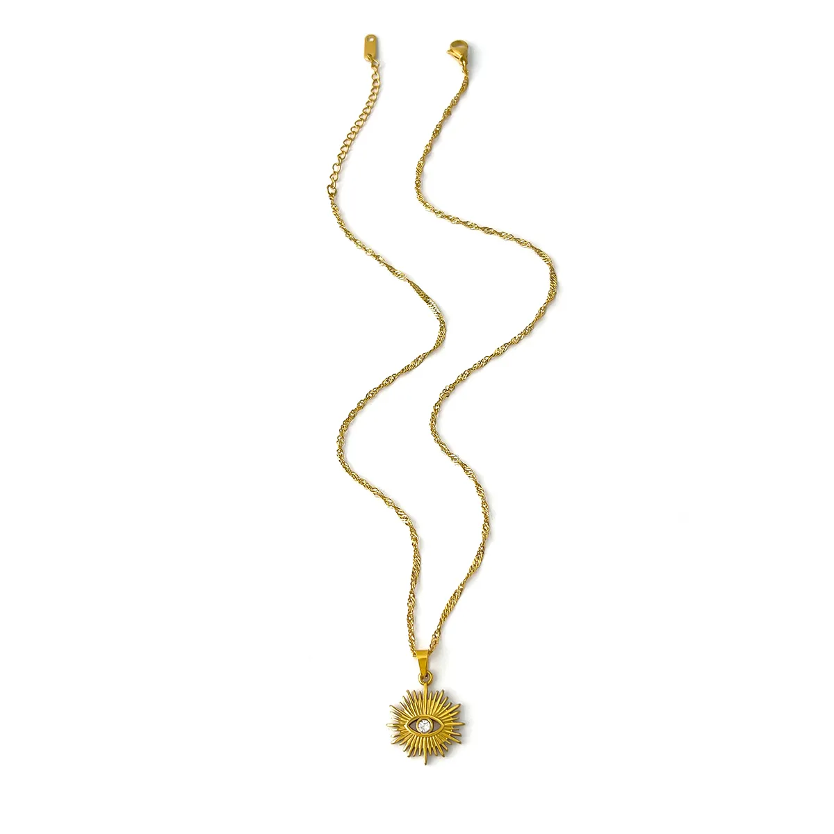 304 Stainless Steel 18K Gold Plated Simple Style Classic Style Plating Inlay Devil's Eye Heart Shape Zircon Pendant Necklace display picture 3