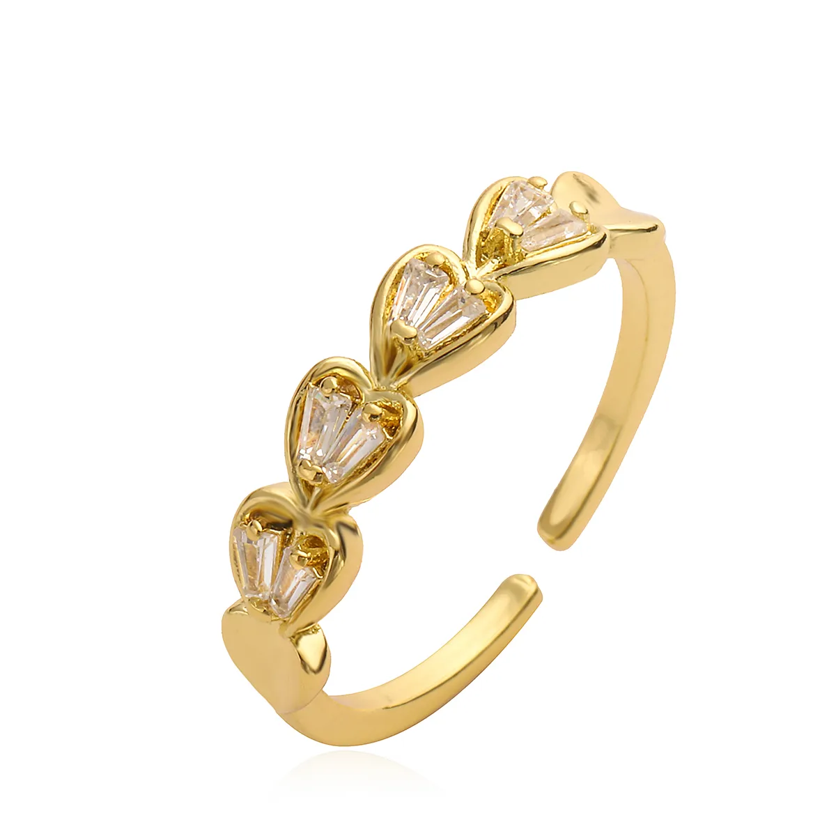 Copper 18K Gold Plated Sweet Simple Style Inlay Heart Shape Zircon Open Rings display picture 2