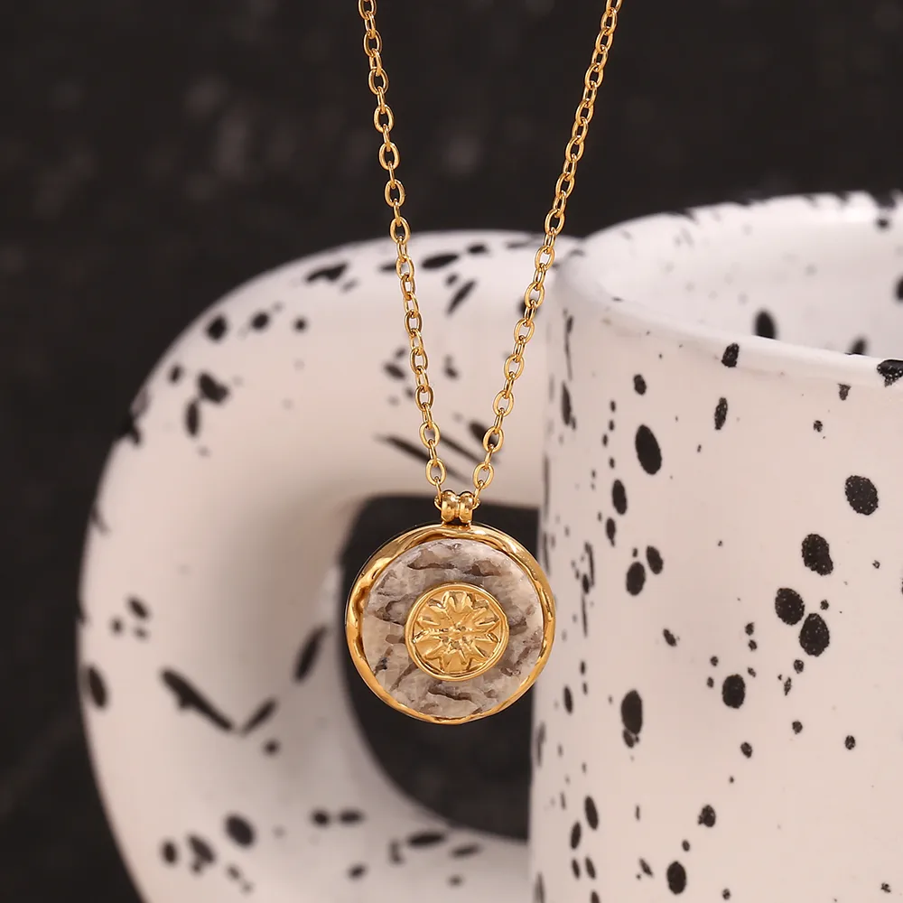 316L Stainless Steel  18K Gold Plated Basic Simple Style Classic Style Plating Round Pendant Necklace display picture 4