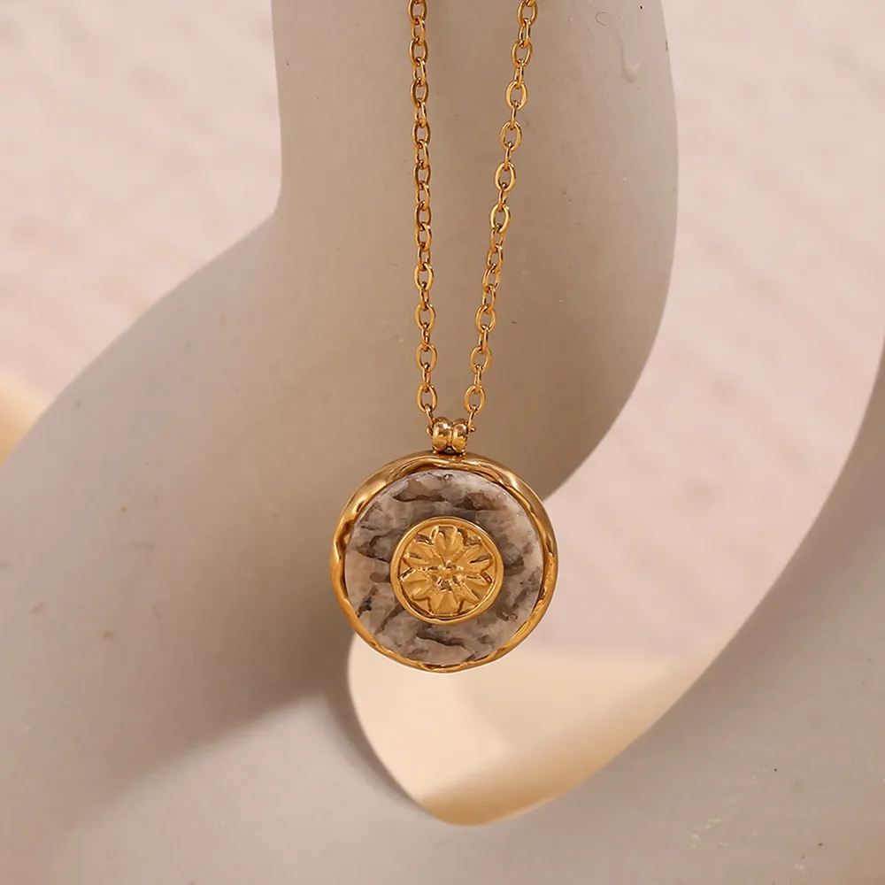 316L Stainless Steel  18K Gold Plated Basic Simple Style Classic Style Plating Round Pendant Necklace display picture 5