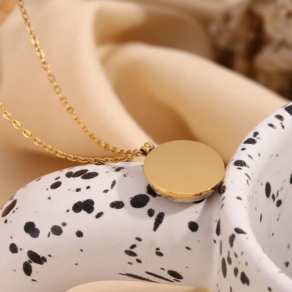 316L Stainless Steel  18K Gold Plated Basic Simple Style Classic Style Plating Round Pendant Necklace display picture 7
