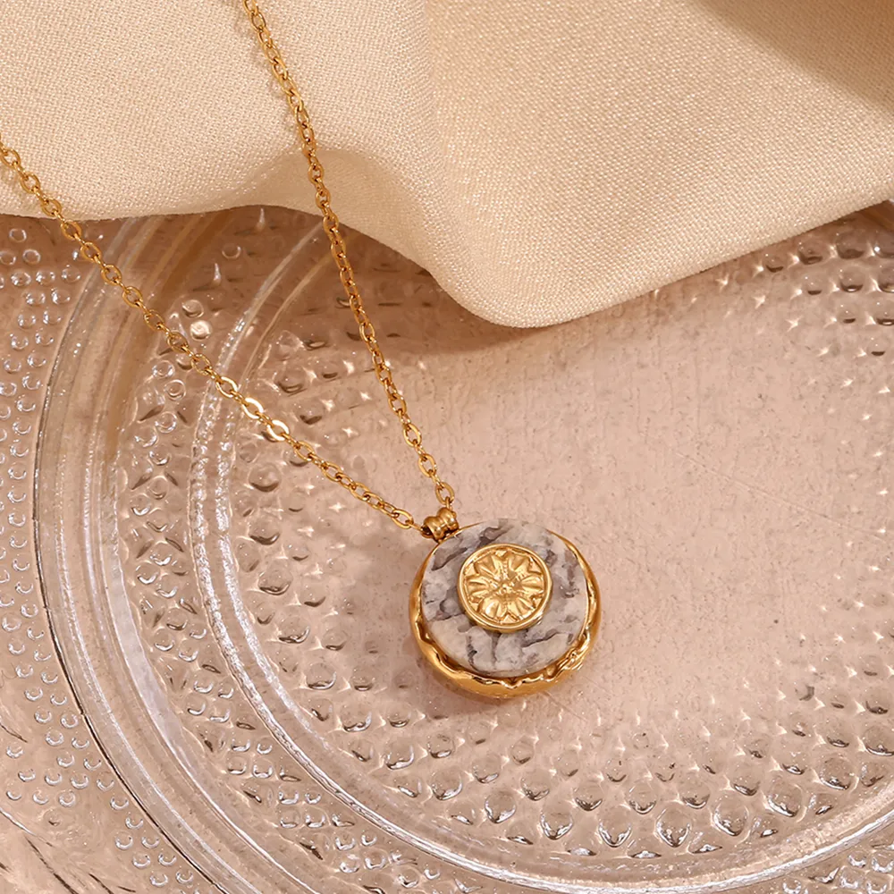 316L Stainless Steel  18K Gold Plated Basic Simple Style Classic Style Plating Round Pendant Necklace display picture 9