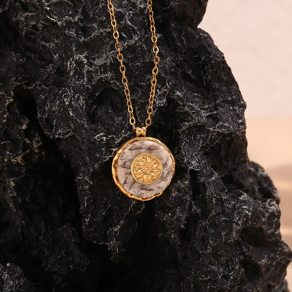 316L Stainless Steel  18K Gold Plated Basic Simple Style Classic Style Plating Round Pendant Necklace display picture 8