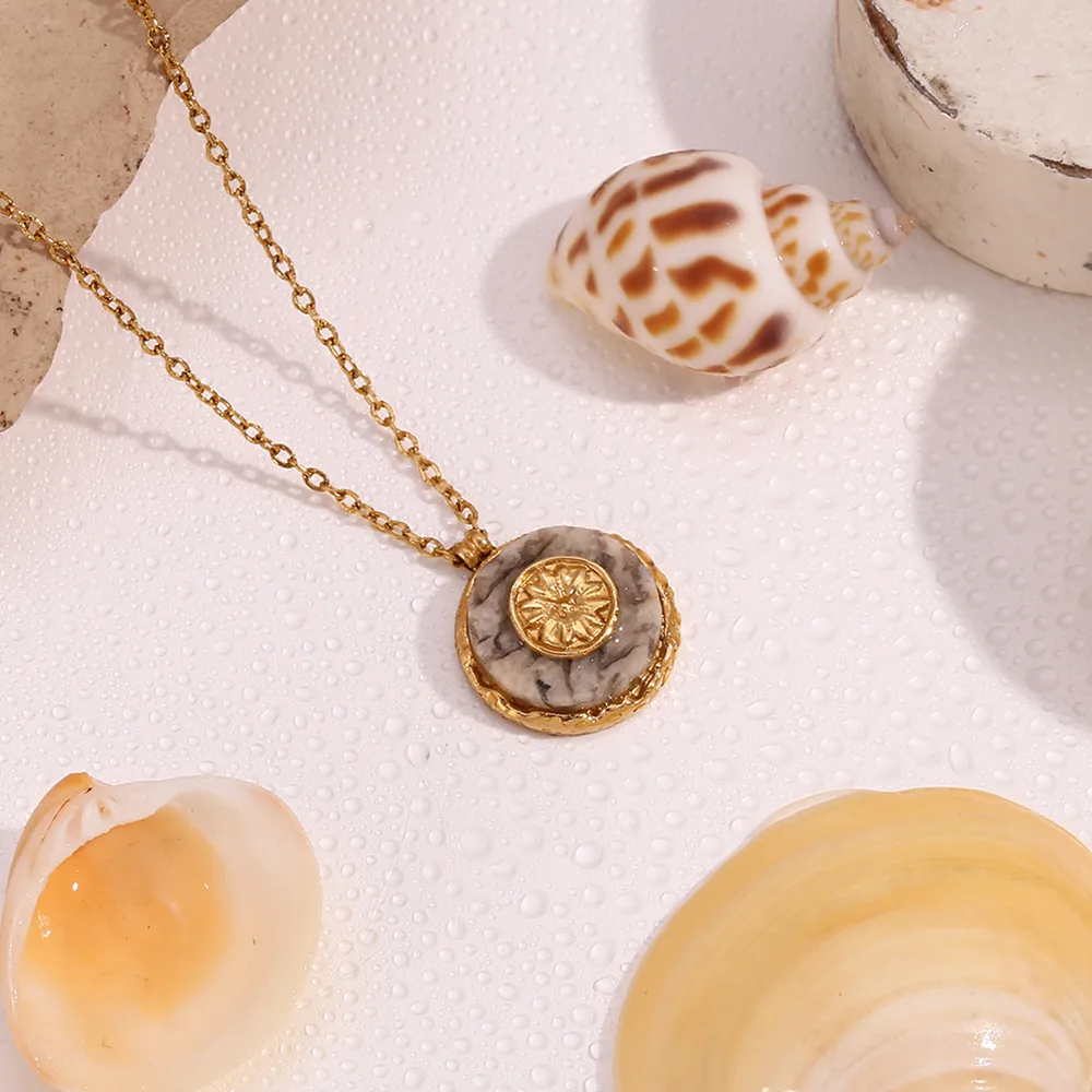 316L Stainless Steel  18K Gold Plated Basic Simple Style Classic Style Plating Round Pendant Necklace display picture 10