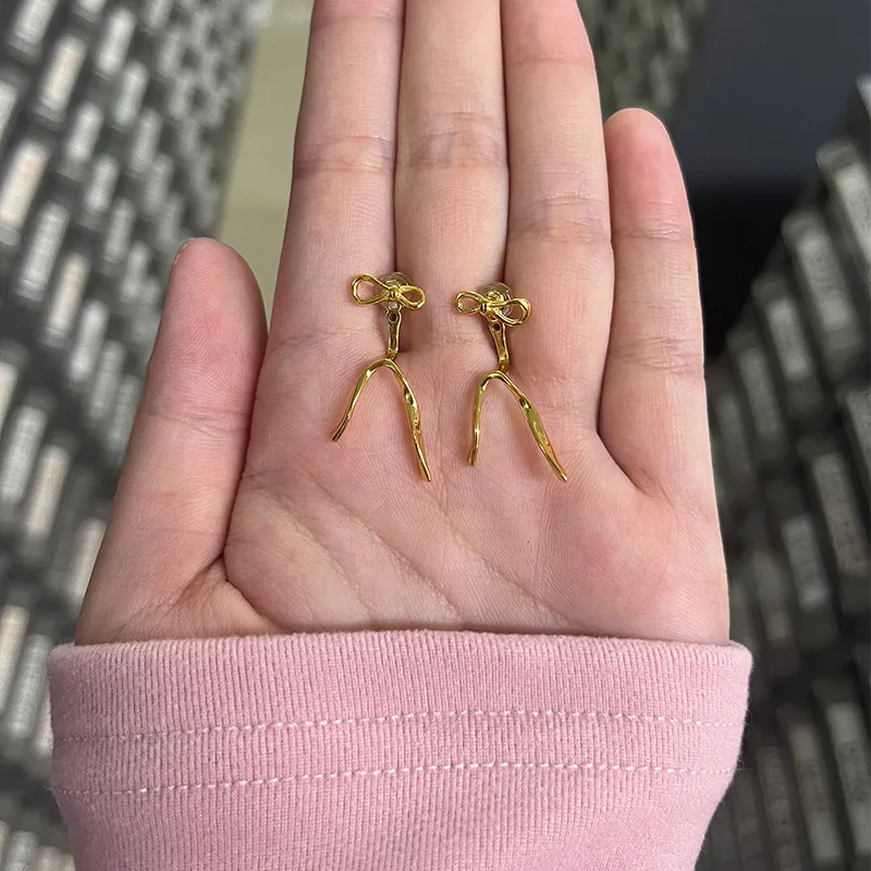 1 Pair 925 Sterling Silver Bow Knot Drop Earrings display picture 4