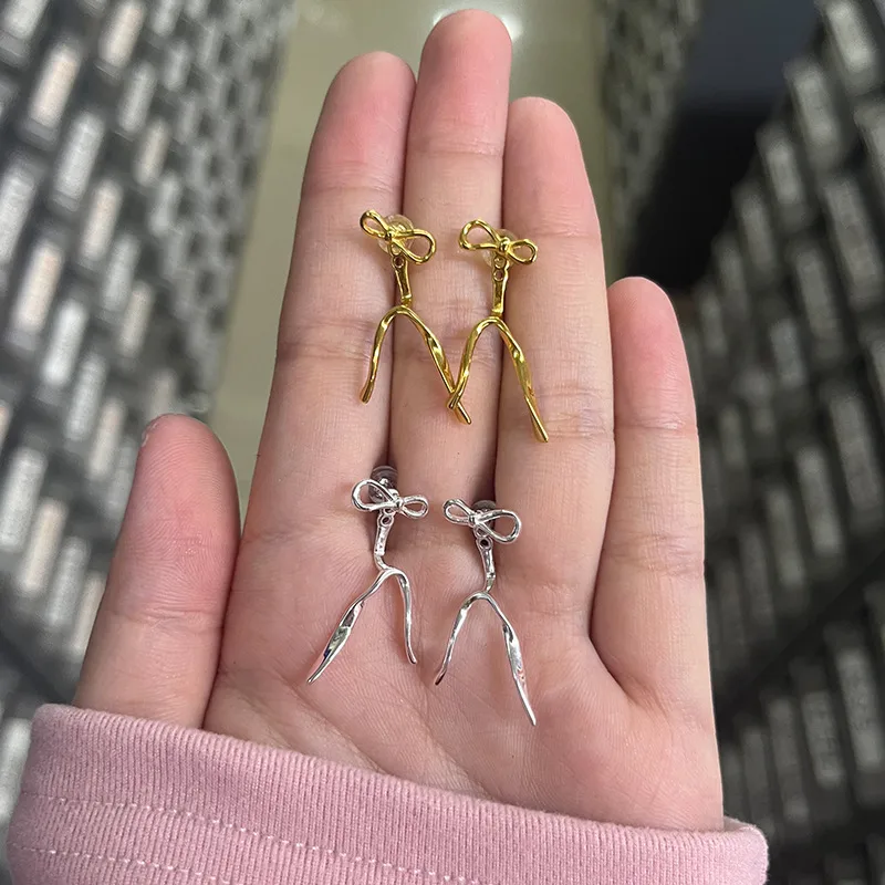 1 Pair 925 Sterling Silver Bow Knot Drop Earrings display picture 2