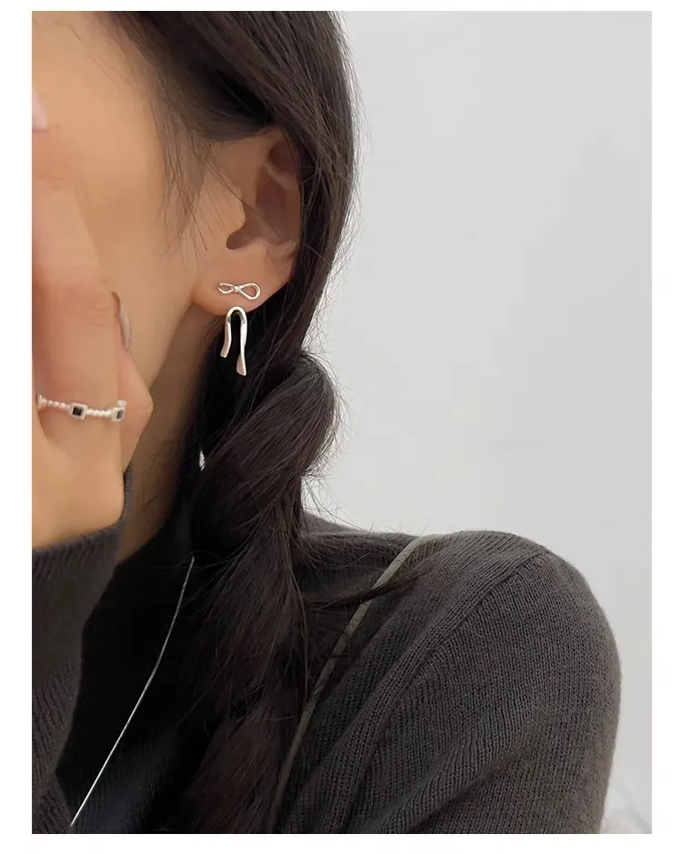 1 Pair 925 Sterling Silver Bow Knot Drop Earrings display picture 8