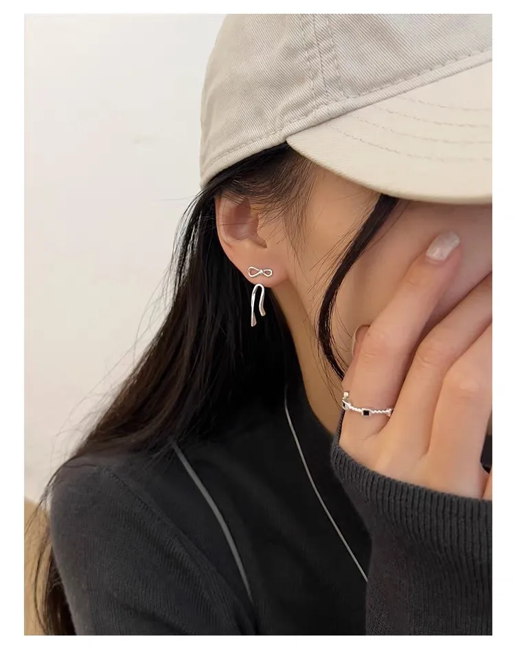 1 Pair 925 Sterling Silver Bow Knot Drop Earrings display picture 7