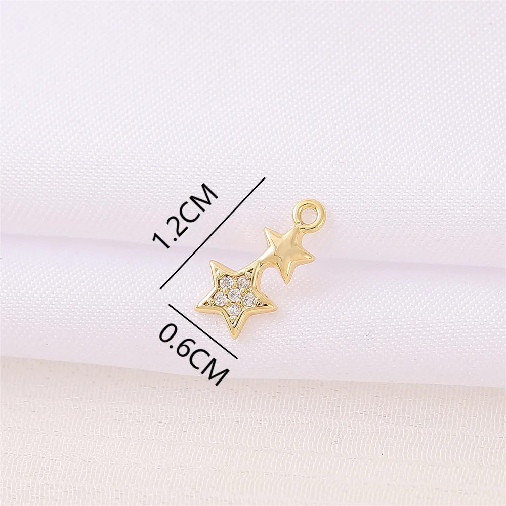 1 Piece 12 * 6mm Copper Zircon 18K Gold Plated Star Polished Pendant display picture 2