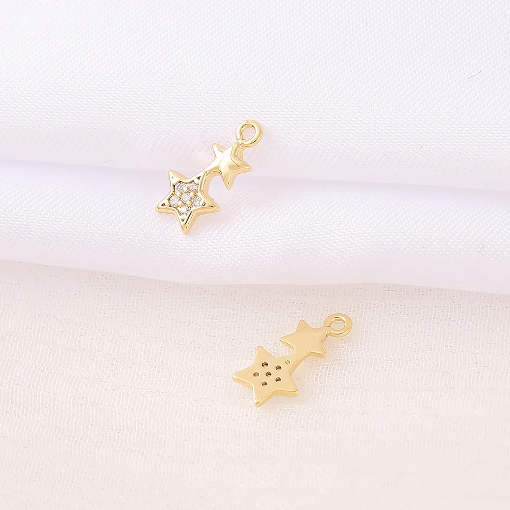 1 Piece 12 * 6mm Copper Zircon 18K Gold Plated Star Polished Pendant display picture 5