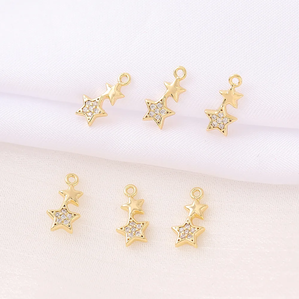 1 Piece 12 * 6mm Copper Zircon 18K Gold Plated Star Polished Pendant display picture 1