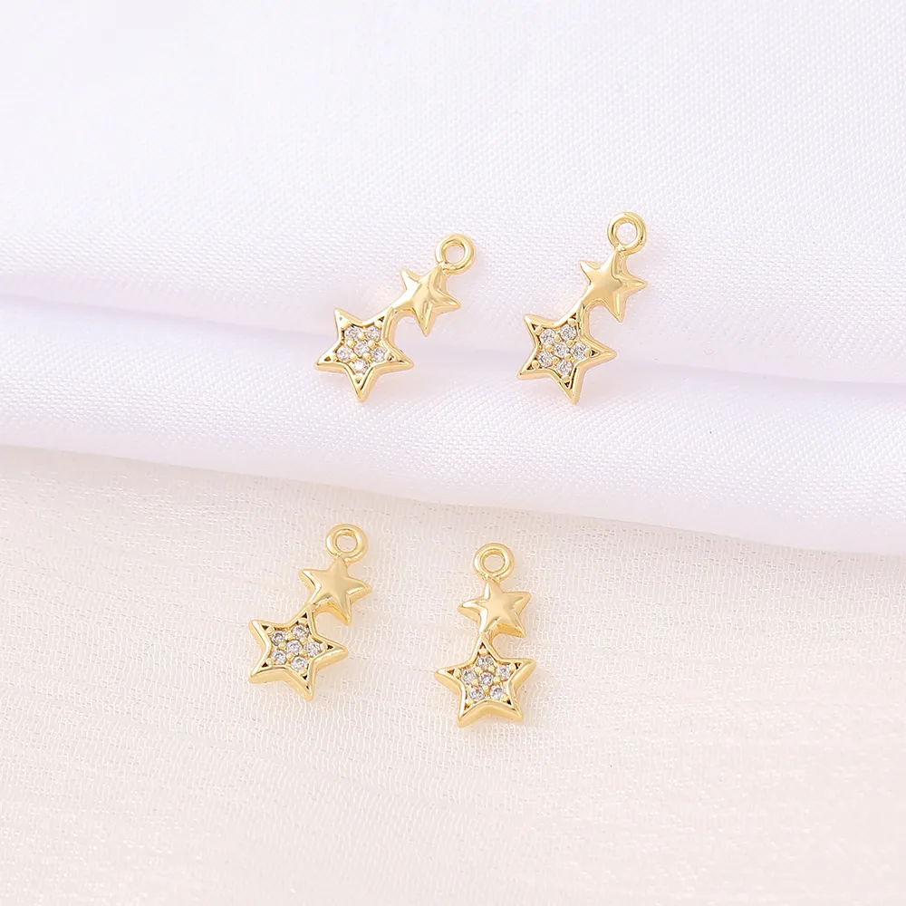 1 Piece 12 * 6mm Copper Zircon 18K Gold Plated Star Polished Pendant display picture 6