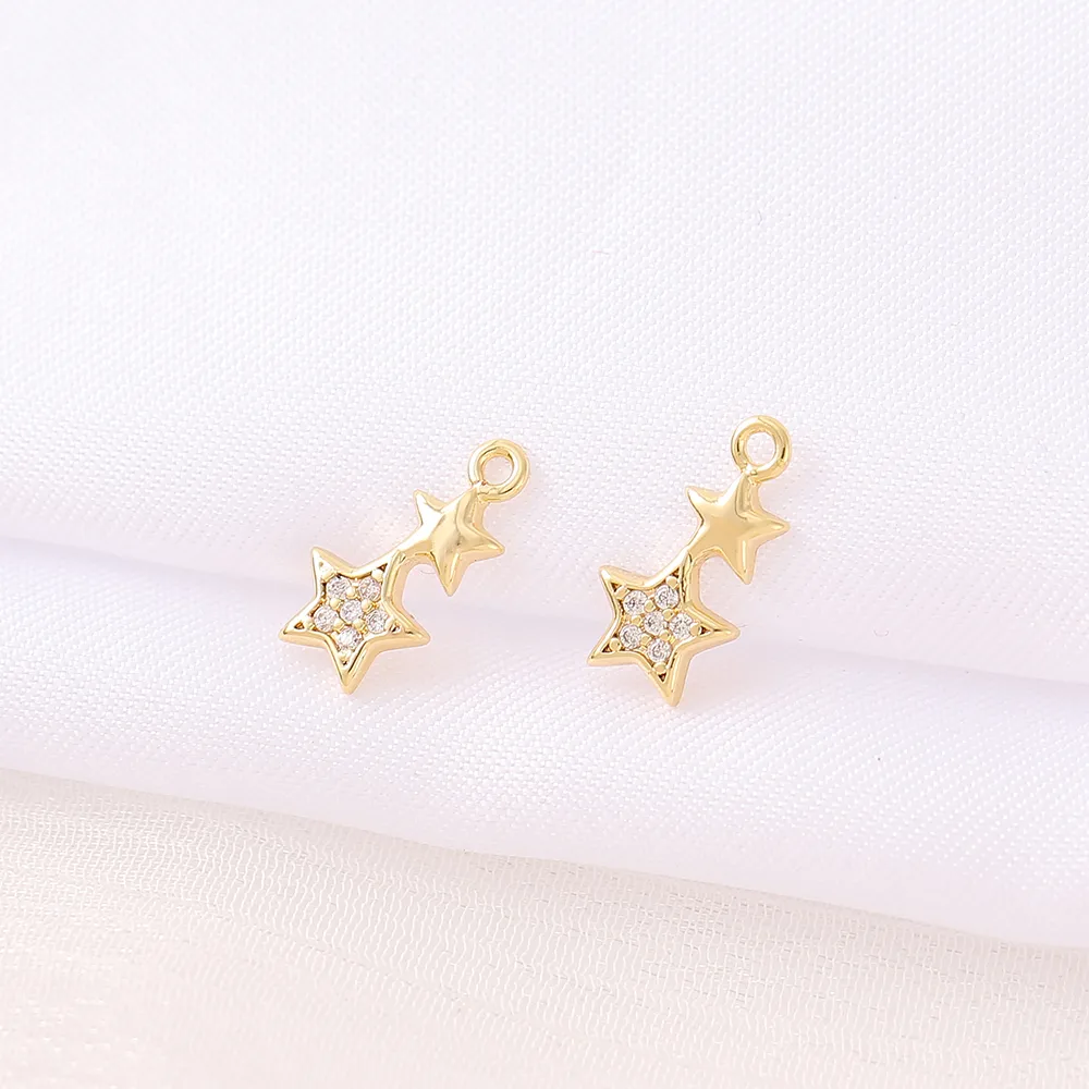 1 Piece 12 * 6mm Copper Zircon 18K Gold Plated Star Polished Pendant display picture 4
