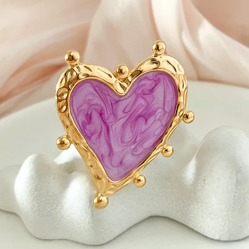 Hip-Hop Artistic Commute Oval Heart Shape Rhombus 304 Stainless Steel 14K Gold Plated Turquoise Rings In Bulk display picture 2
