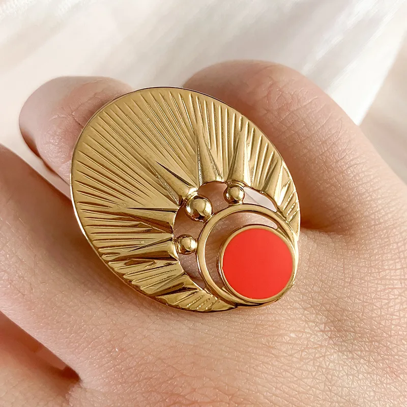 Hip-Hop Artistic Commute Oval Heart Shape Rhombus 304 Stainless Steel 14K Gold Plated Turquoise Rings In Bulk display picture 3