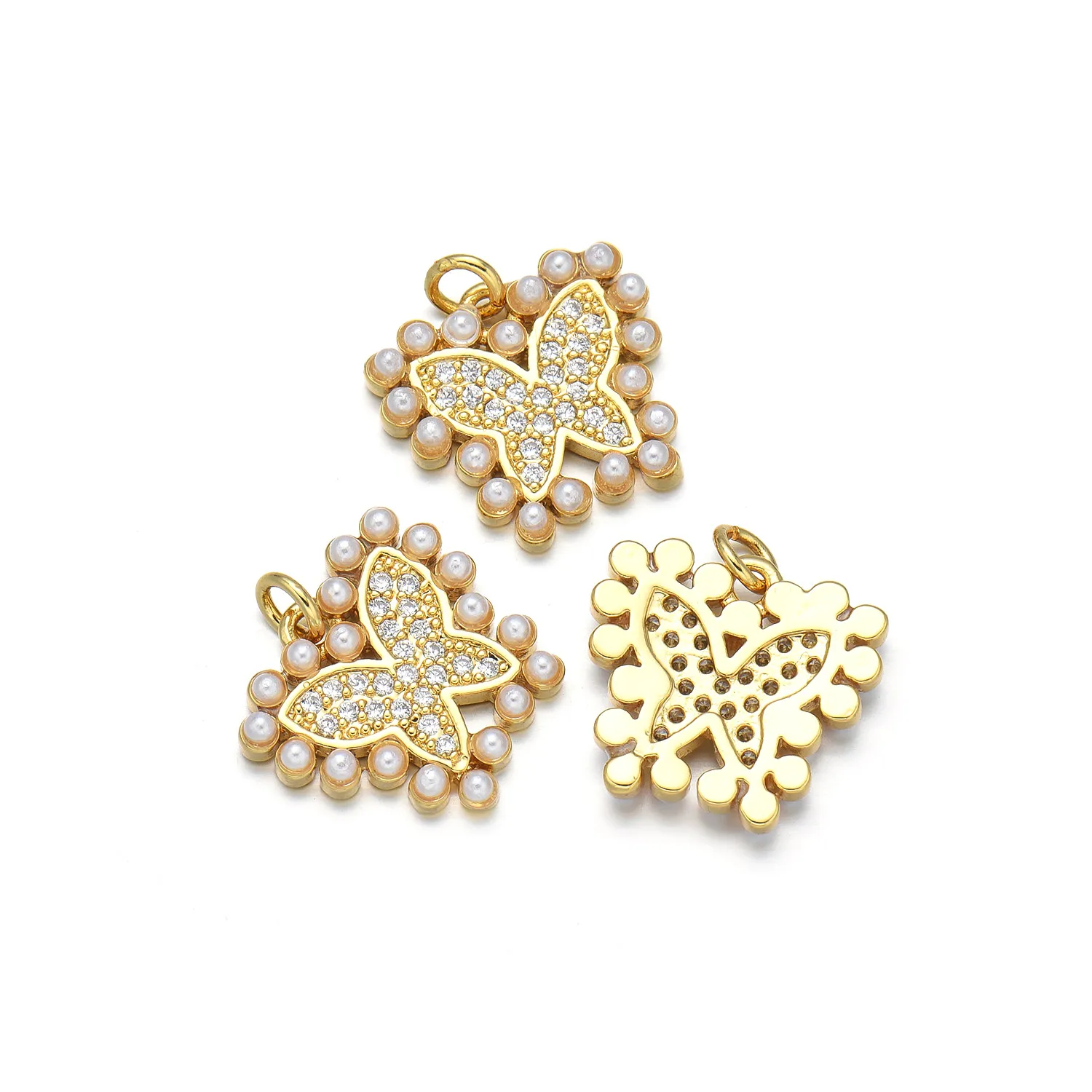 Simple Style Classic Style Butterfly 18K Gold Plated Pearl Zircon Copper Wholesale Jewelry Accessories display picture 5