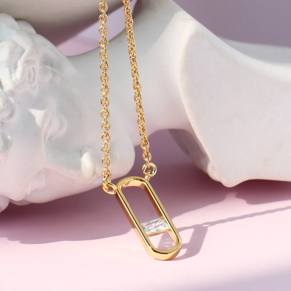 Copper 18K Gold Plated Simple Style Classic Style Plating Inlay Solid Color Zircon Pendant Necklace display picture 11