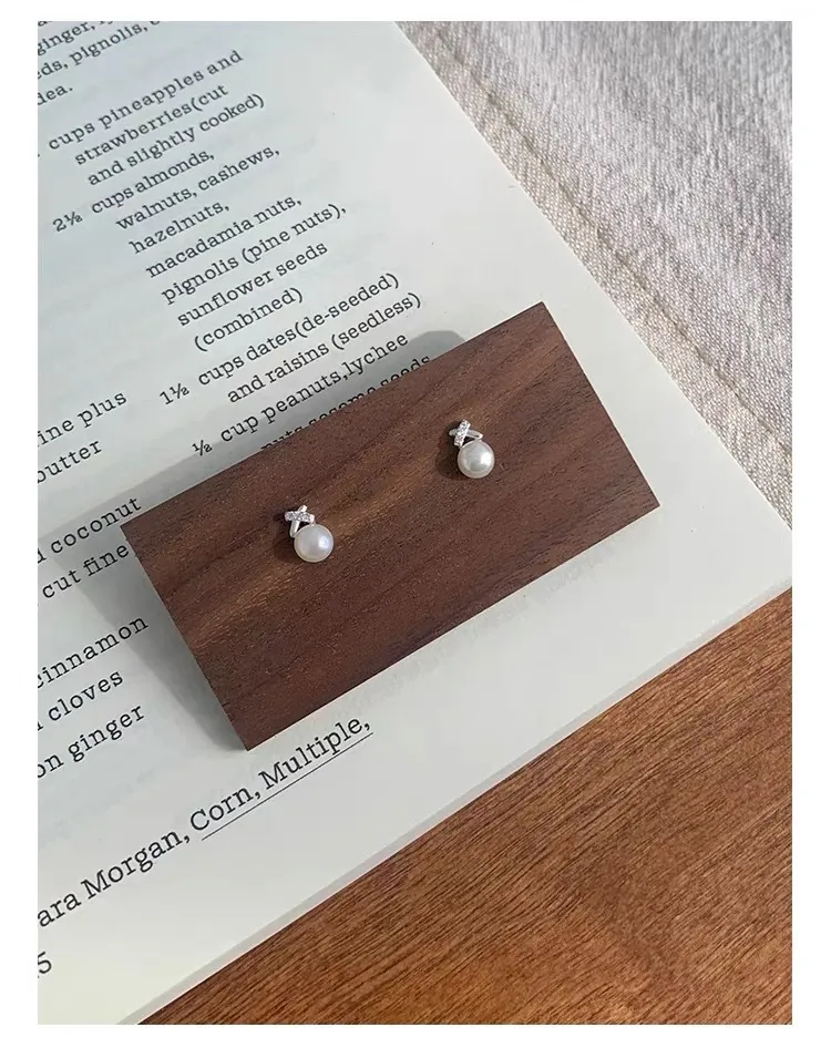 1 Pair Simple Style Bow Knot Inlay Sterling Silver Pearl Zircon Ear Studs display picture 5