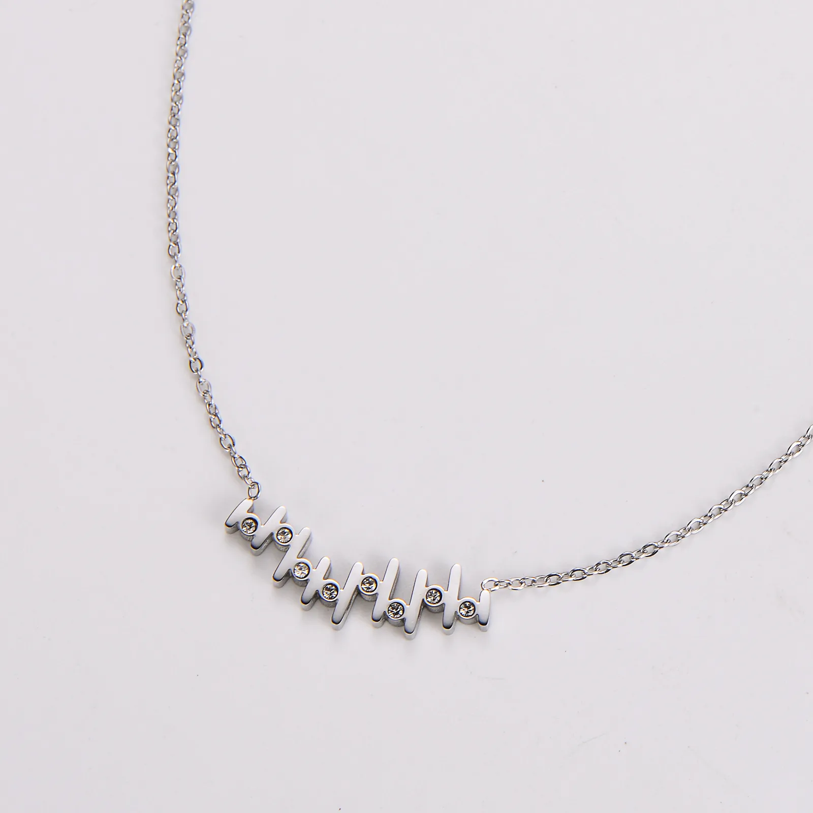 304 Stainless Steel 18K Gold Plated Rose Gold Plated Simple Style Classic Style Plating Inlay Notes Rhinestones Necklace display picture 4