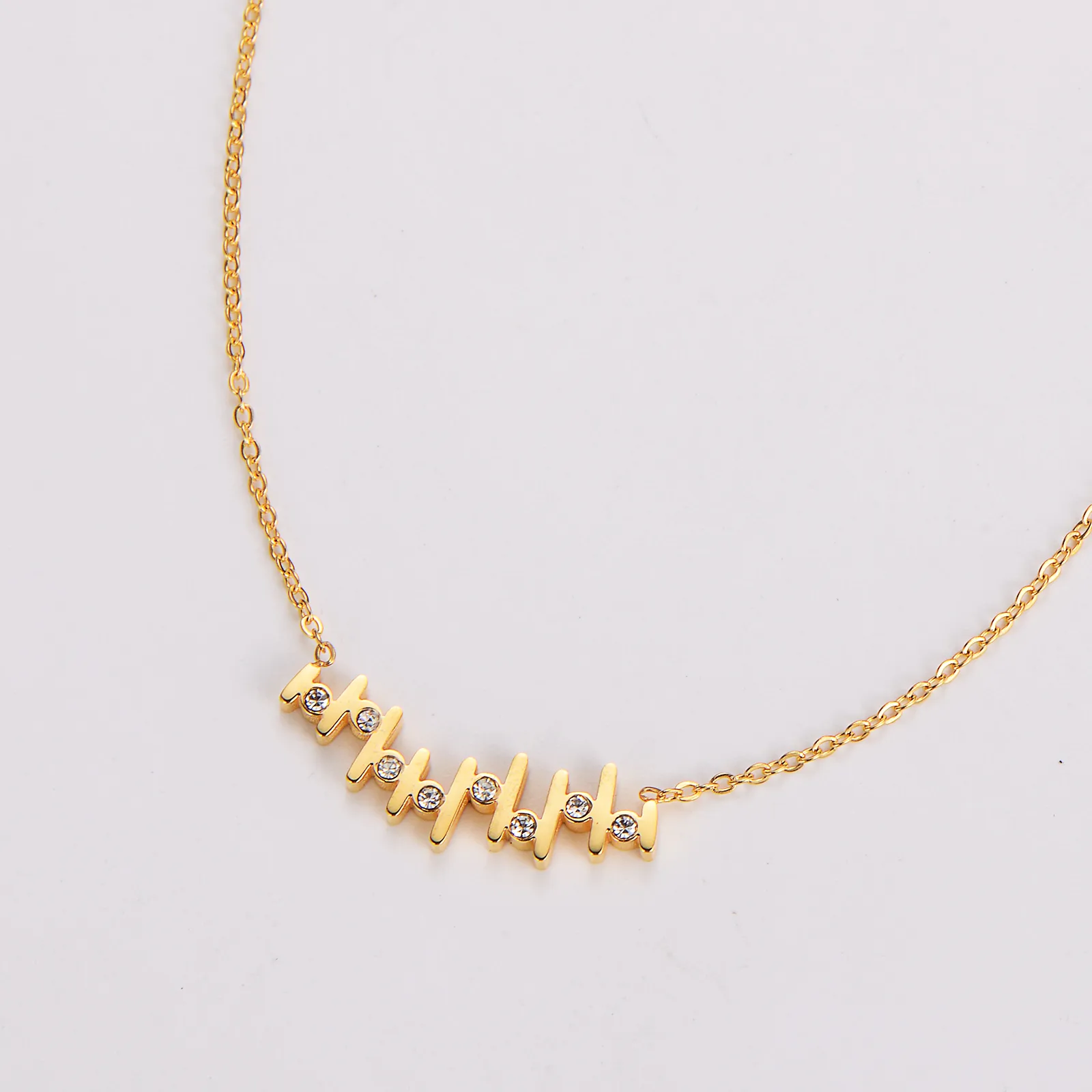 304 Stainless Steel 18K Gold Plated Rose Gold Plated Simple Style Classic Style Plating Inlay Notes Rhinestones Necklace display picture 3