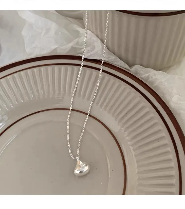 925 Sterling Silver Water Plating Cable Chain Chain Water Droplets Pendant Necklace display picture 1