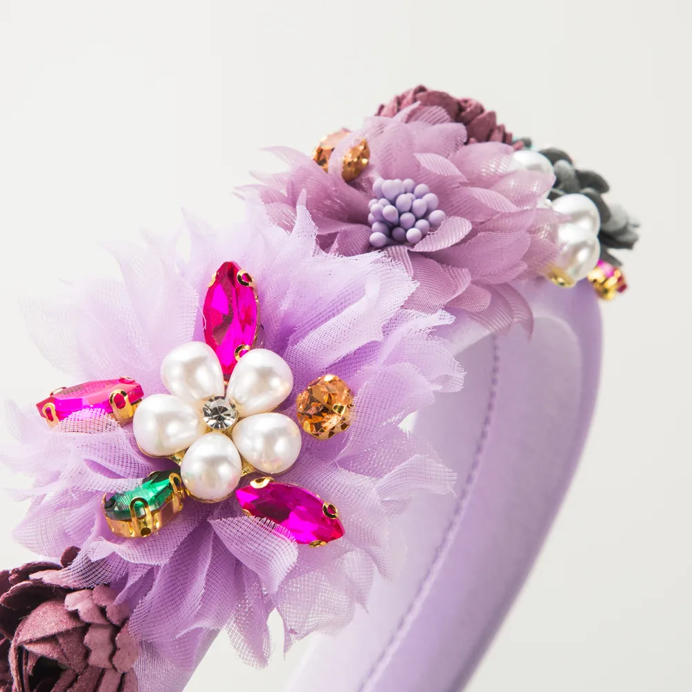 Women's Casual Vacation Classic Style Flower Alloy Cloth Plating Inlay Glass Pearl Hair Band display picture 3