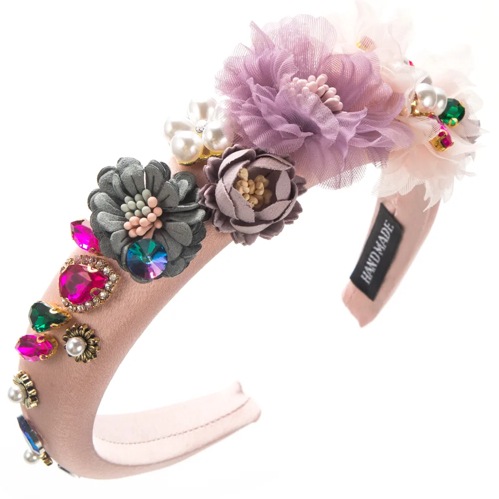 Women's Casual Vacation Classic Style Flower Alloy Cloth Plating Inlay Glass Pearl Hair Band display picture 5