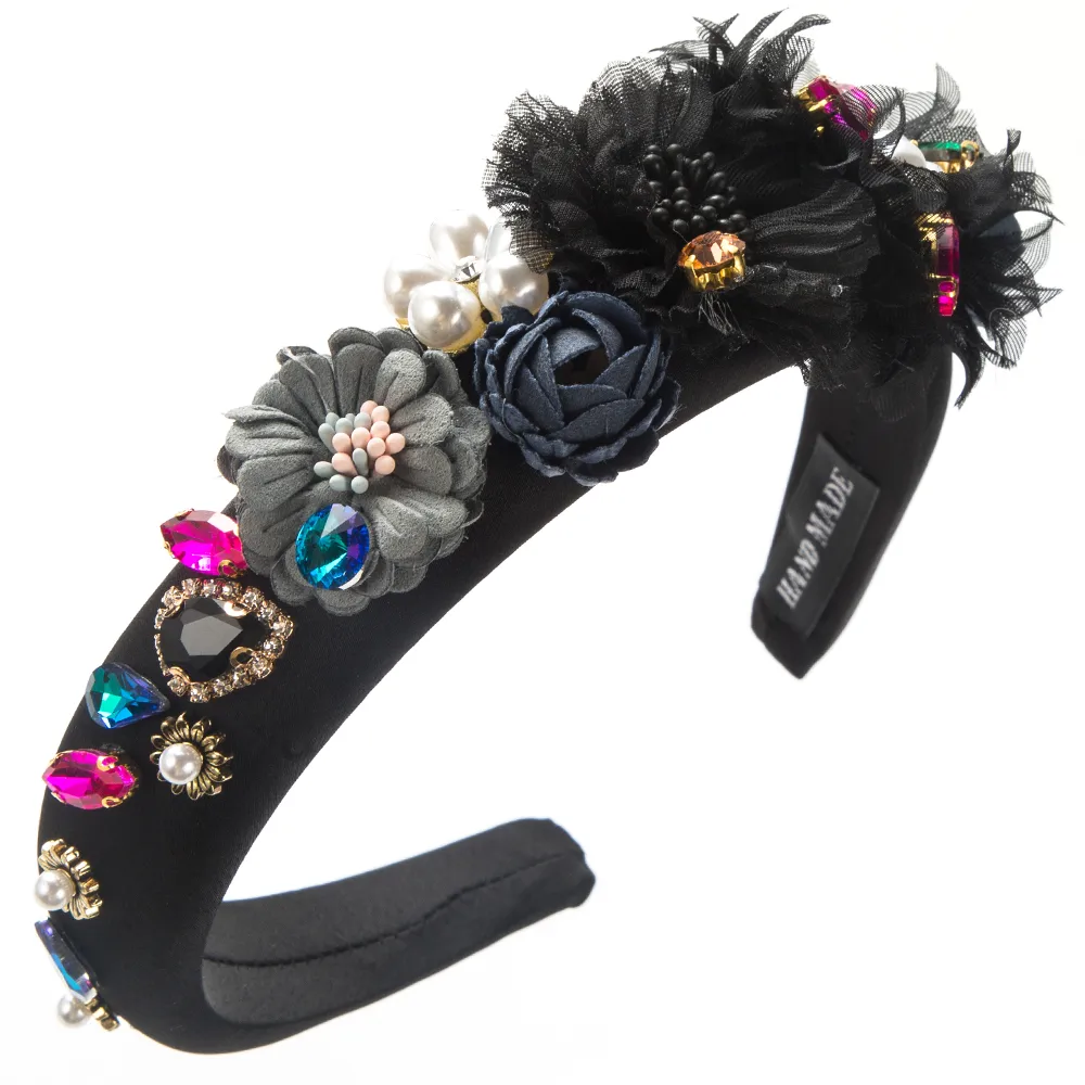 Women's Casual Vacation Classic Style Flower Alloy Cloth Plating Inlay Glass Pearl Hair Band display picture 8