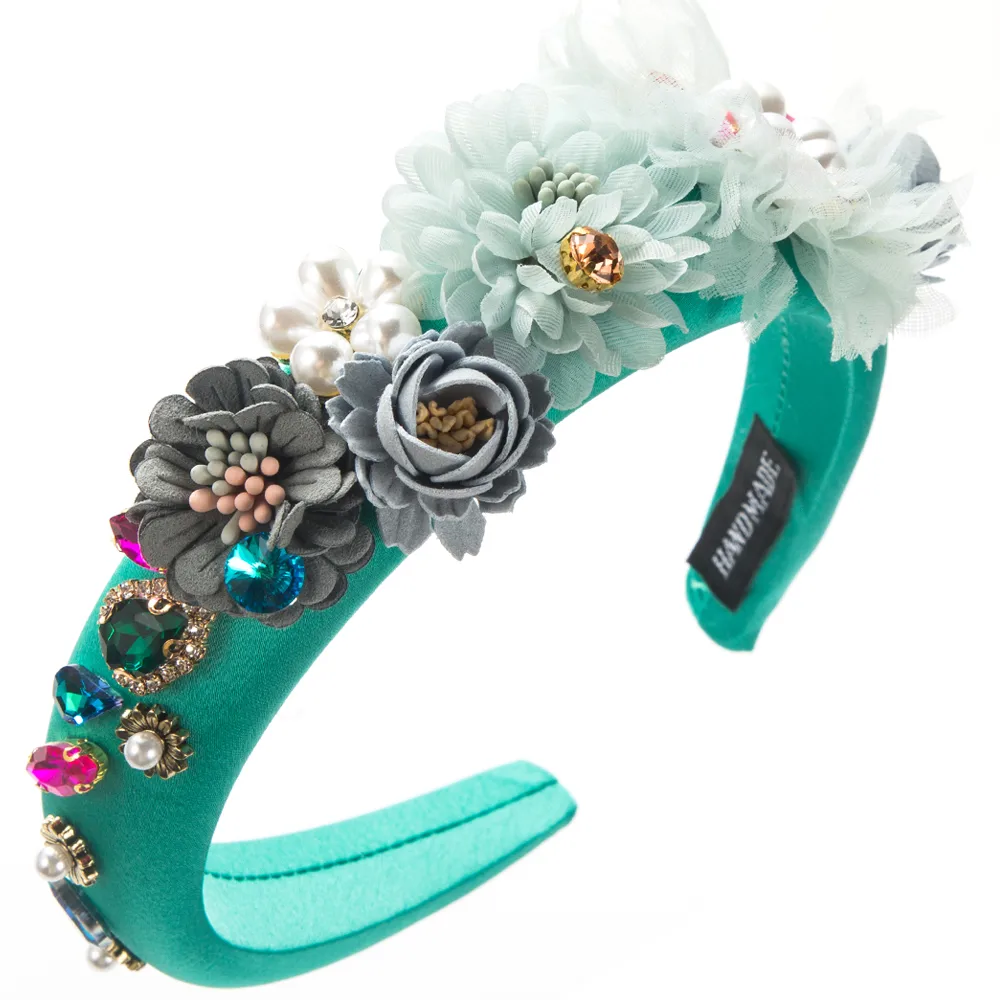 Women's Casual Vacation Classic Style Flower Alloy Cloth Plating Inlay Glass Pearl Hair Band display picture 6