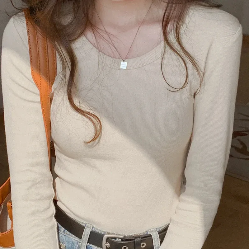 Women's T-shirt Long Sleeve Blouses Washed Casual Simple Style Classic Style Solid Color display picture 12