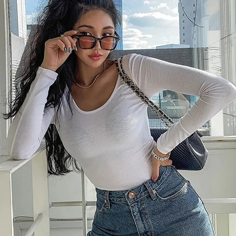 Women's T-shirt Long Sleeve Blouses Washed Casual Simple Style Classic Style Solid Color display picture 13
