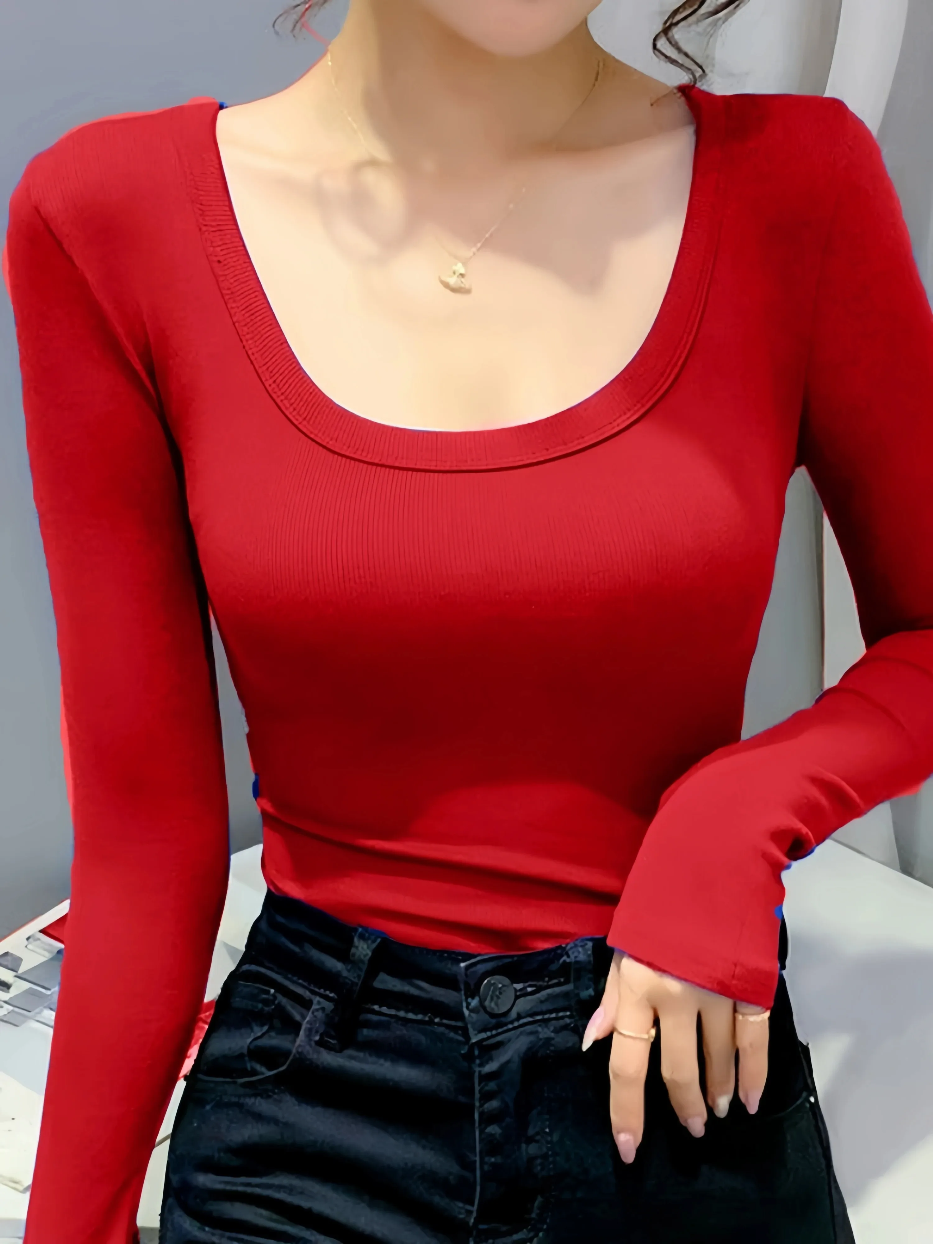 Women's T-shirt Long Sleeve Blouses Washed Casual Simple Style Classic Style Solid Color display picture 18