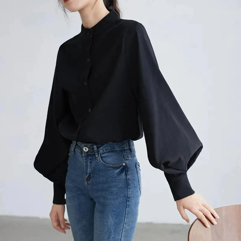 Women's Blouse Long Sleeve Blouses Washed Button Simple Style Solid Color display picture 4
