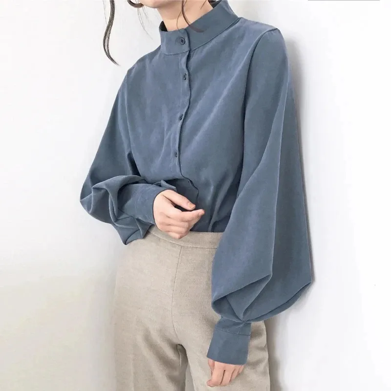 Women's Blouse Long Sleeve Blouses Washed Button Simple Style Solid Color display picture 5