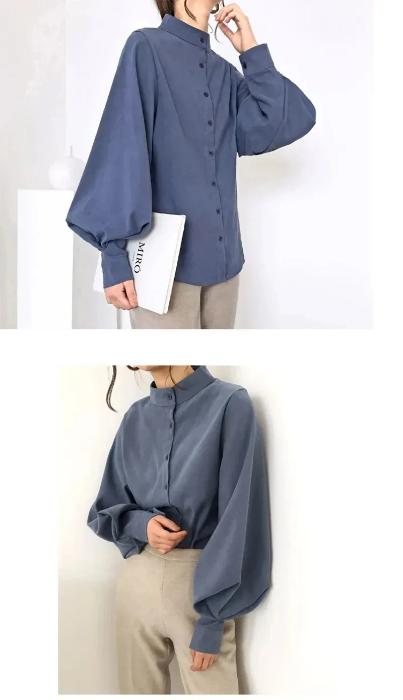 Women's Blouse Long Sleeve Blouses Washed Button Simple Style Solid Color display picture 6