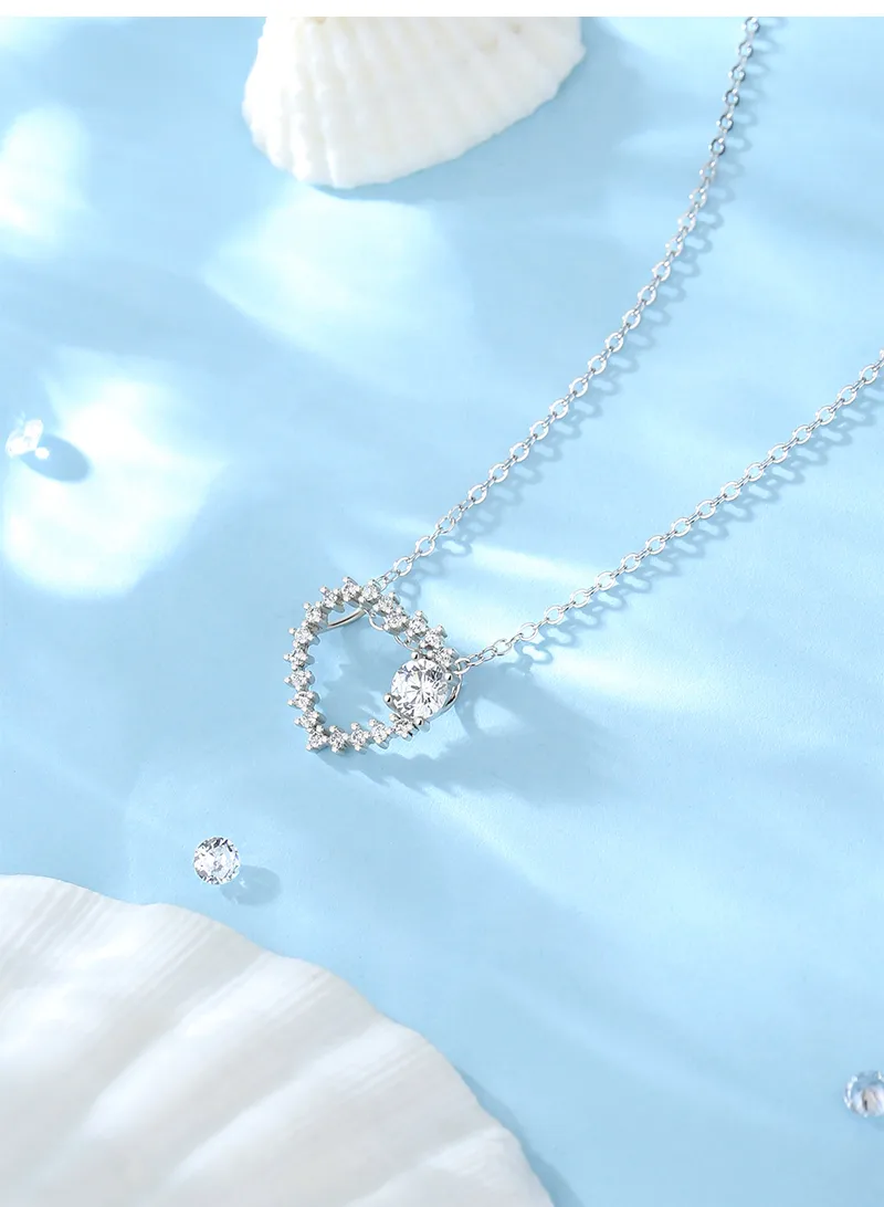 Sterling Silver Vacation Sweet Plating Inlay Heart Shape Moissanite Zircon Pendant Necklace display picture 4